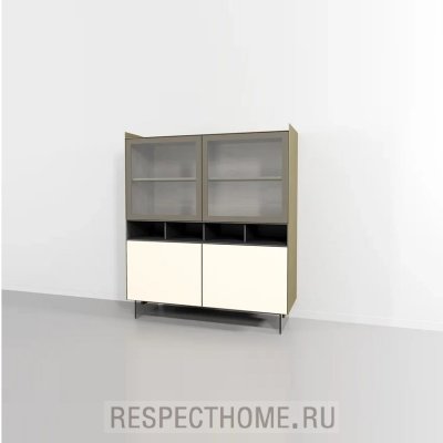 Тумба напольная Cascate модульная 1335х1200х500 мм, корпус Thuja Scuro, фасад стекло крашенное/стекло тонированное